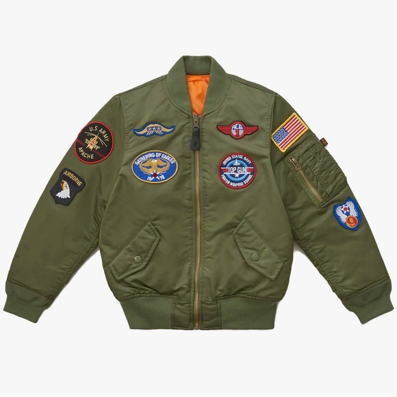 Boy's ALPHA INDUSTRIES Olive Green MA-1 Military AIR FORCE Flight JACKET S - Picture 8 of 9